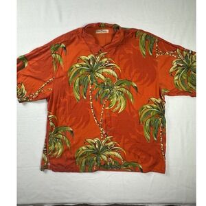 Tommy Bahama XXL Silk Button-Up Shirt Palm Tree Print Menswear